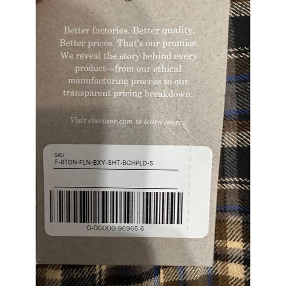 Everlane The Boxy Flannel Beech Plaid Size Small NWT $98 MSRP - Picture 11 of 14